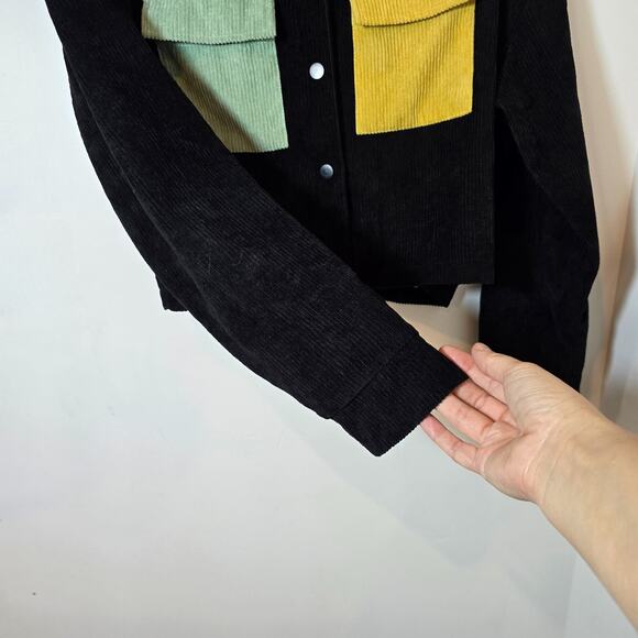 Romwe Cropped Colorblock Jacket Long Sleeve Corduroy Size S - Picture 5 of 8